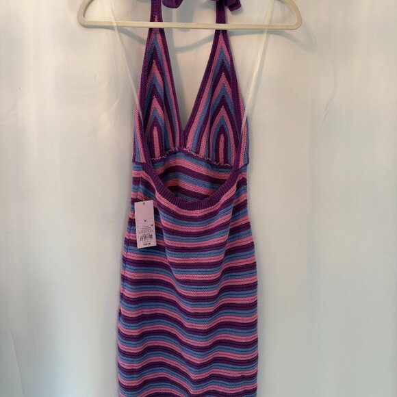 Striped Knit Halter Mini Dress - Picture 2 of 2